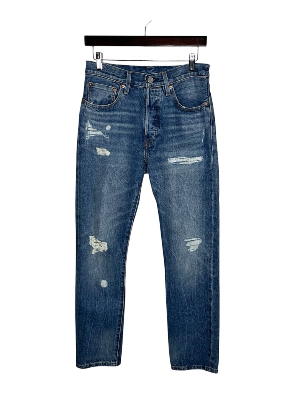 Levi’s 150th Anniversary 501 Sashiko Selvedge Denim Distressed Jeans Size 26x30